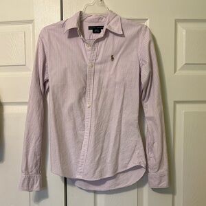Ralph Lauren Lavender Stripe Button-Down Shirt - Womens